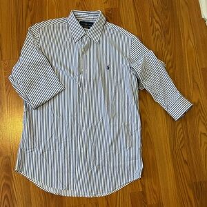 Ralph Lauren Blue and White Casual Button Down Shirt